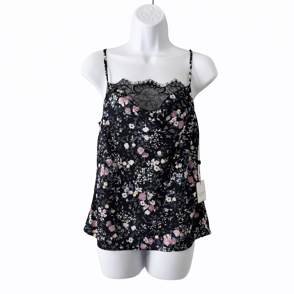 🖤🌸 Laundry by Shelli Segal Los Angeles Floral Lace Tank